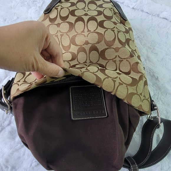 COACH 6076 Signature Jacquard Brown Canvas Bucket Shoulder Bag - Picture 10 of 14